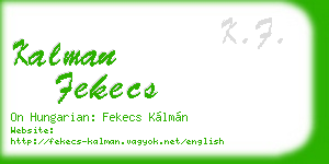 kalman fekecs business card
